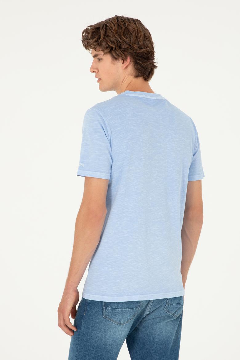 Erkek Açık Mavi Basic Tişört - 50279580008