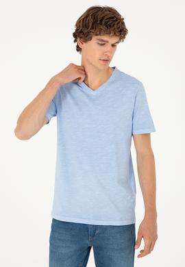 Erkek Açık Mavi Basic Tişört - 50279580008