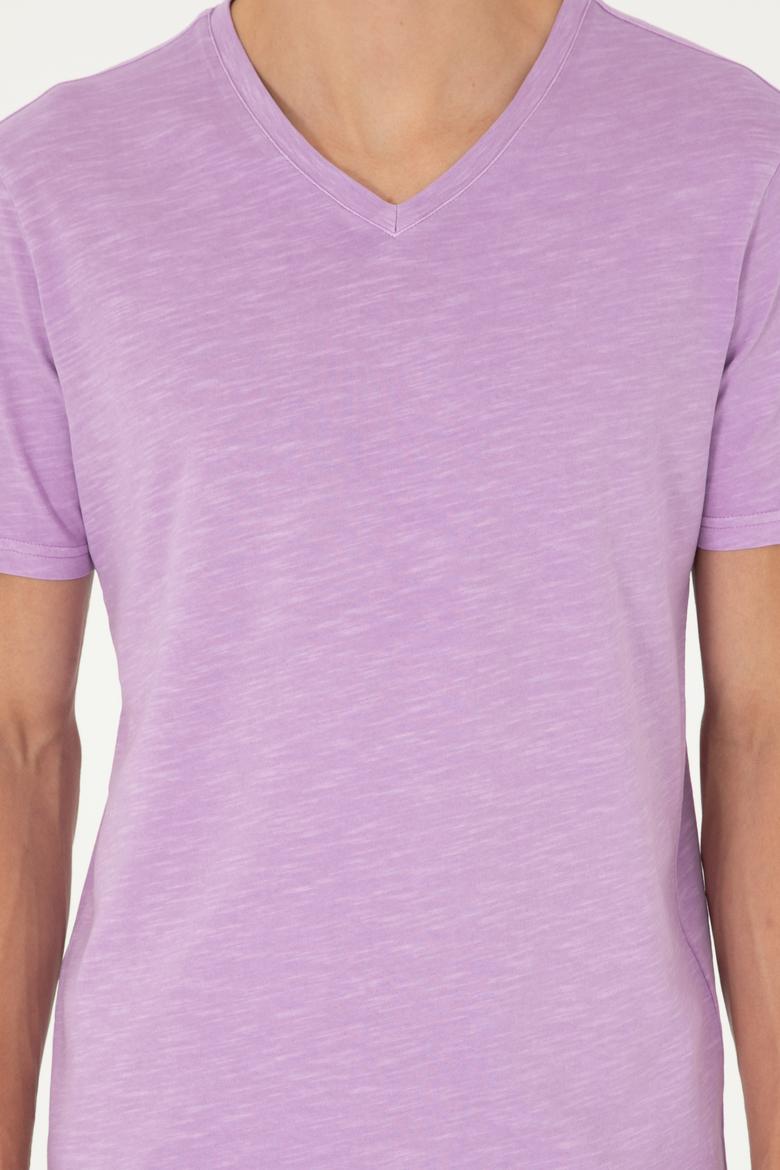 Erkek Lila Basic Tişört - 50279580038