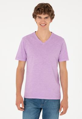 Erkek Lila Basic Tişört - 50279580038