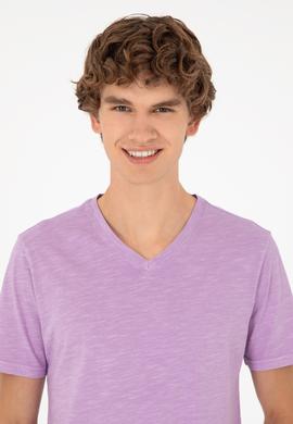 Erkek Lila Basic Tişört - 50279580038
