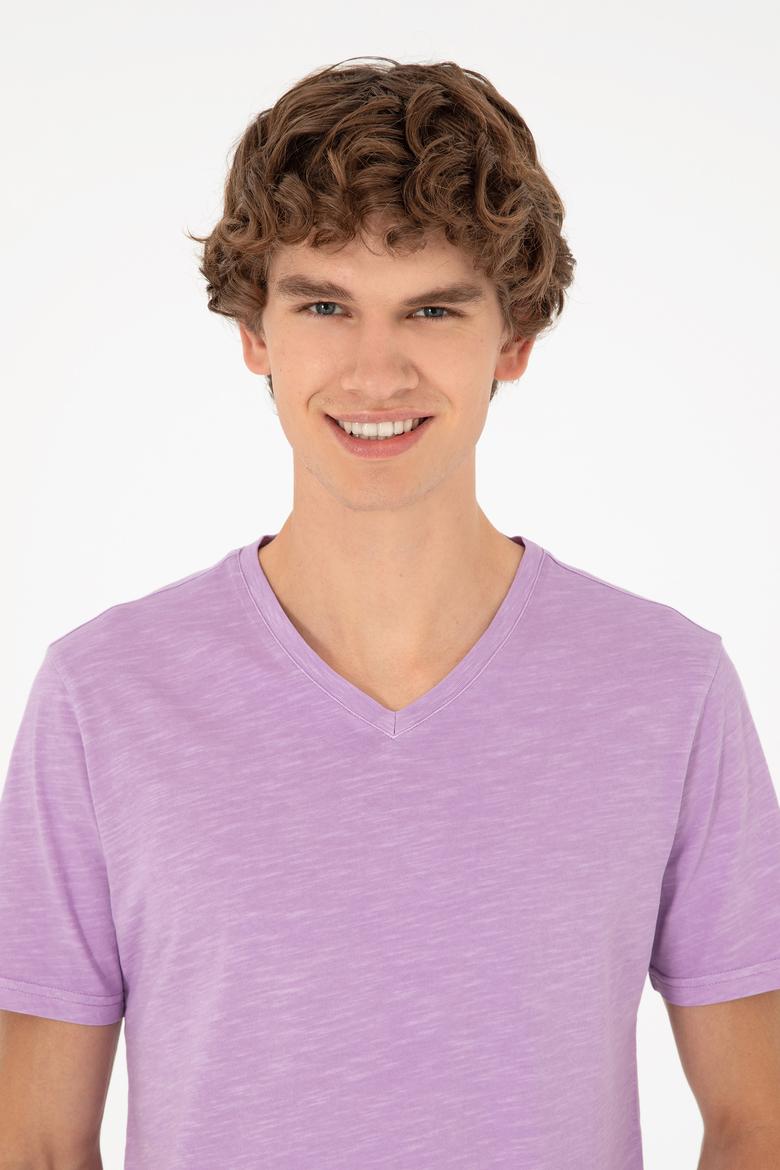 Erkek Lila Basic Tişört - 50279580038