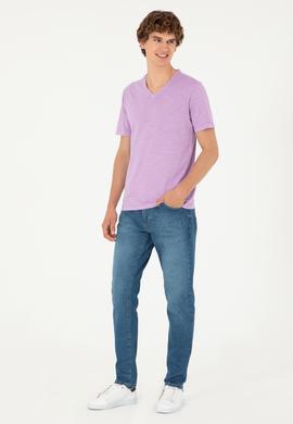 Erkek Lila Basic Tişört - 50279580038