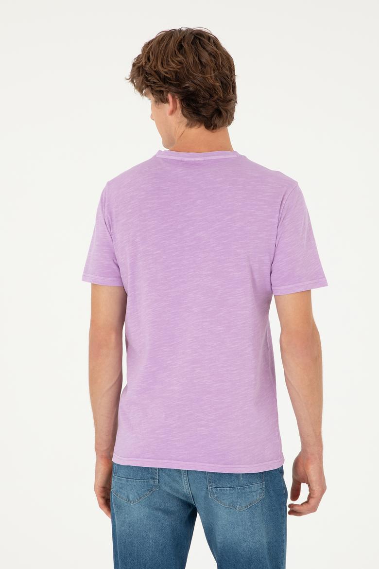 Erkek Lila Basic Tişört - 50279580038