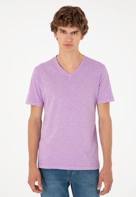 Erkek Lila Basic Tişört - 50279580038