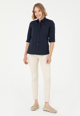 Kadın Lacivert Uzun Kollu Basic Gömlek - 50288851020