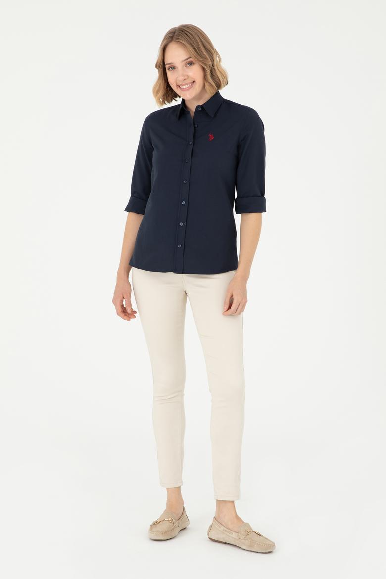 Kadın Lacivert Uzun Kollu Basic Gömlek - 50288851020