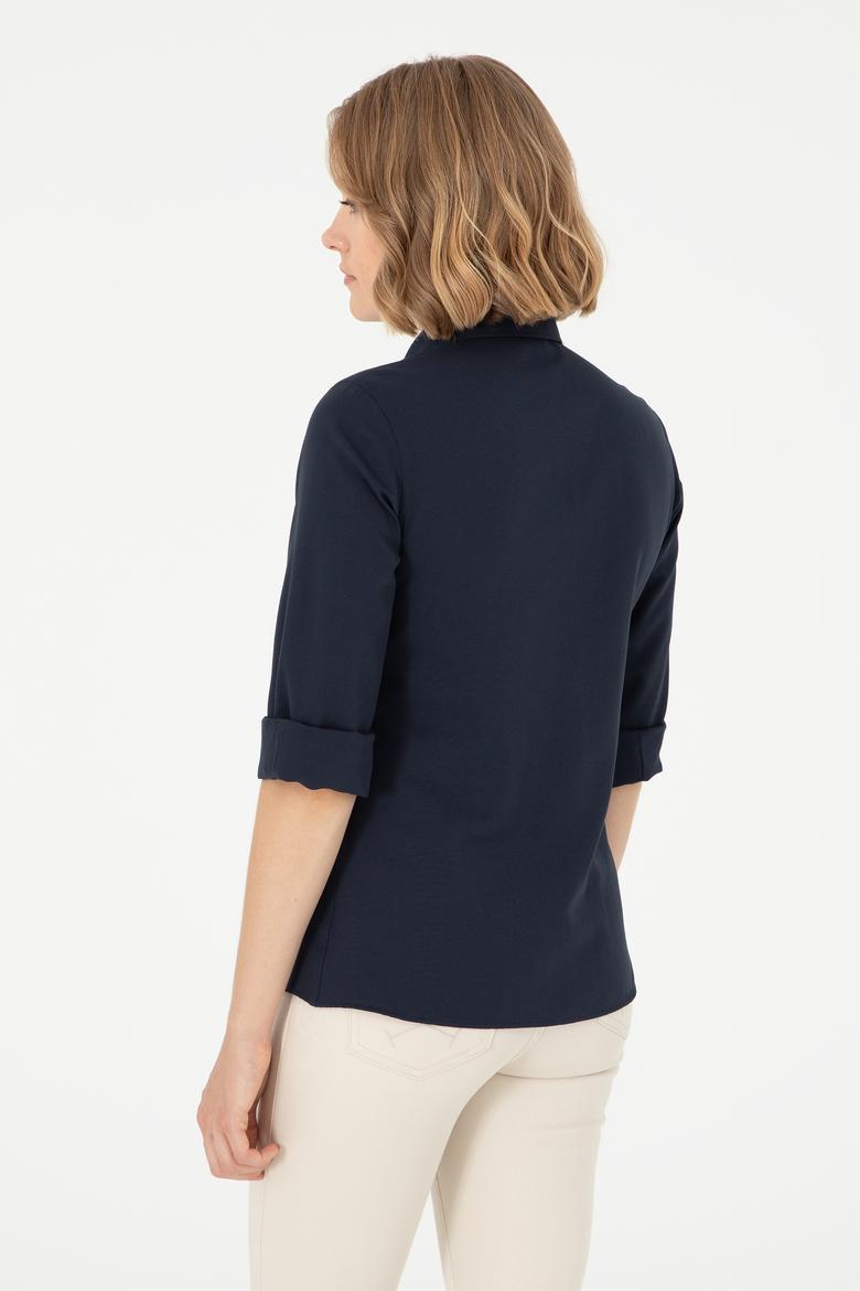 Kadın Lacivert Uzun Kollu Basic Gömlek - 50288851020