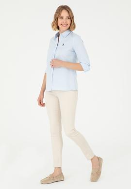 Kadın Açık Mavi Uzun Kollu Basic Gömlek - 50288851003