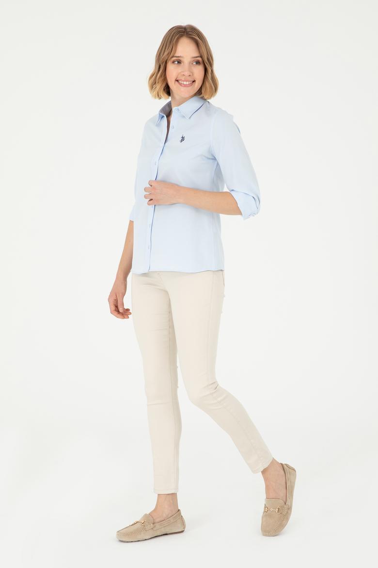 Kadın Açık Mavi Uzun Kollu Basic Gömlek - 50288851003