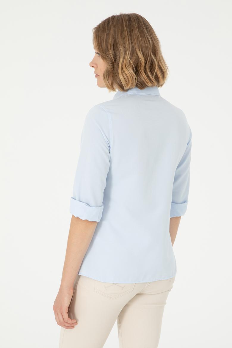 Kadın Açık Mavi Uzun Kollu Basic Gömlek - 50288851003