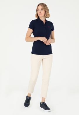 Kadın Lacivert Basic Polo Yaka Tişört - 50285846001