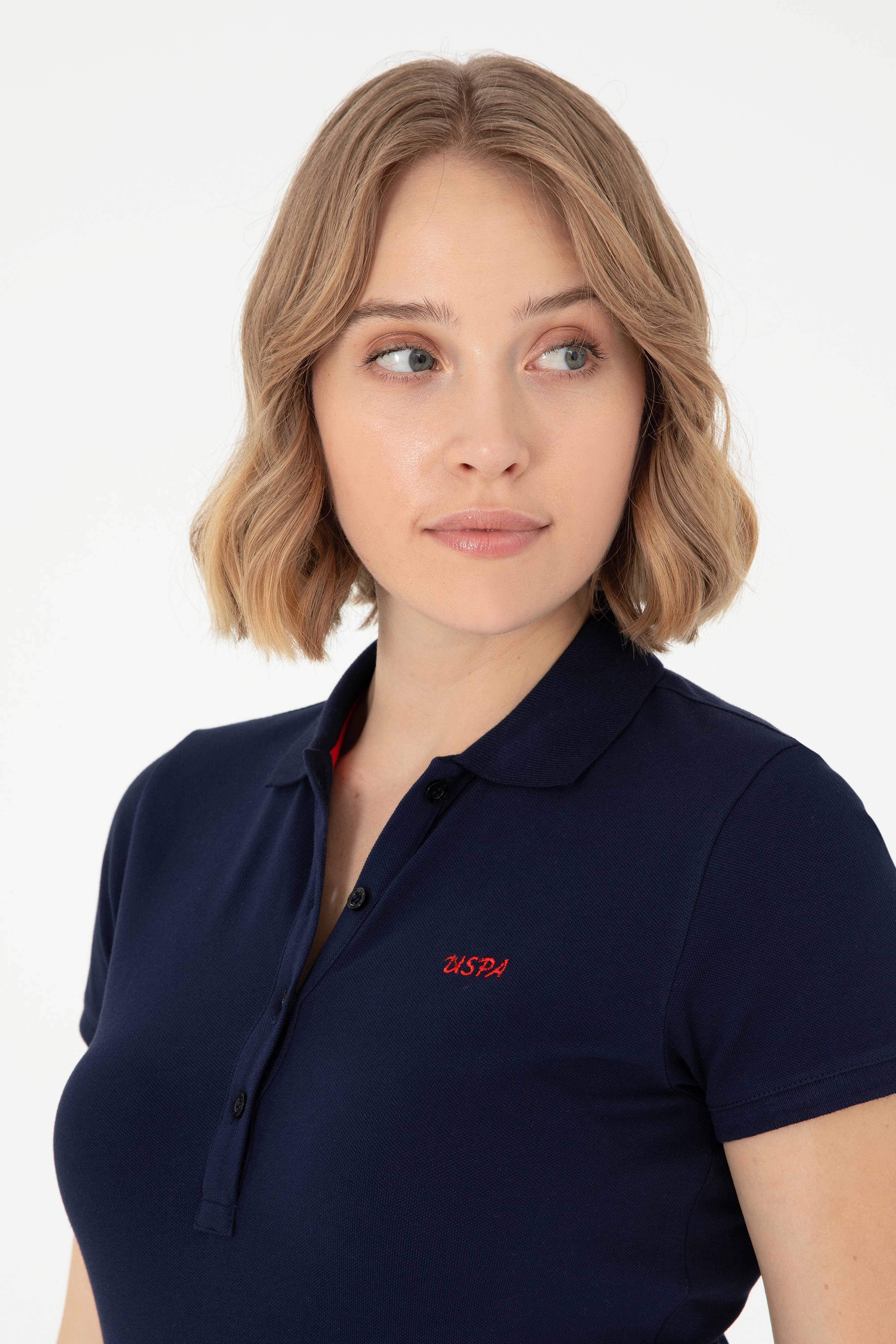 Kadın Lacivert Basic Polo Yaka Tişört
