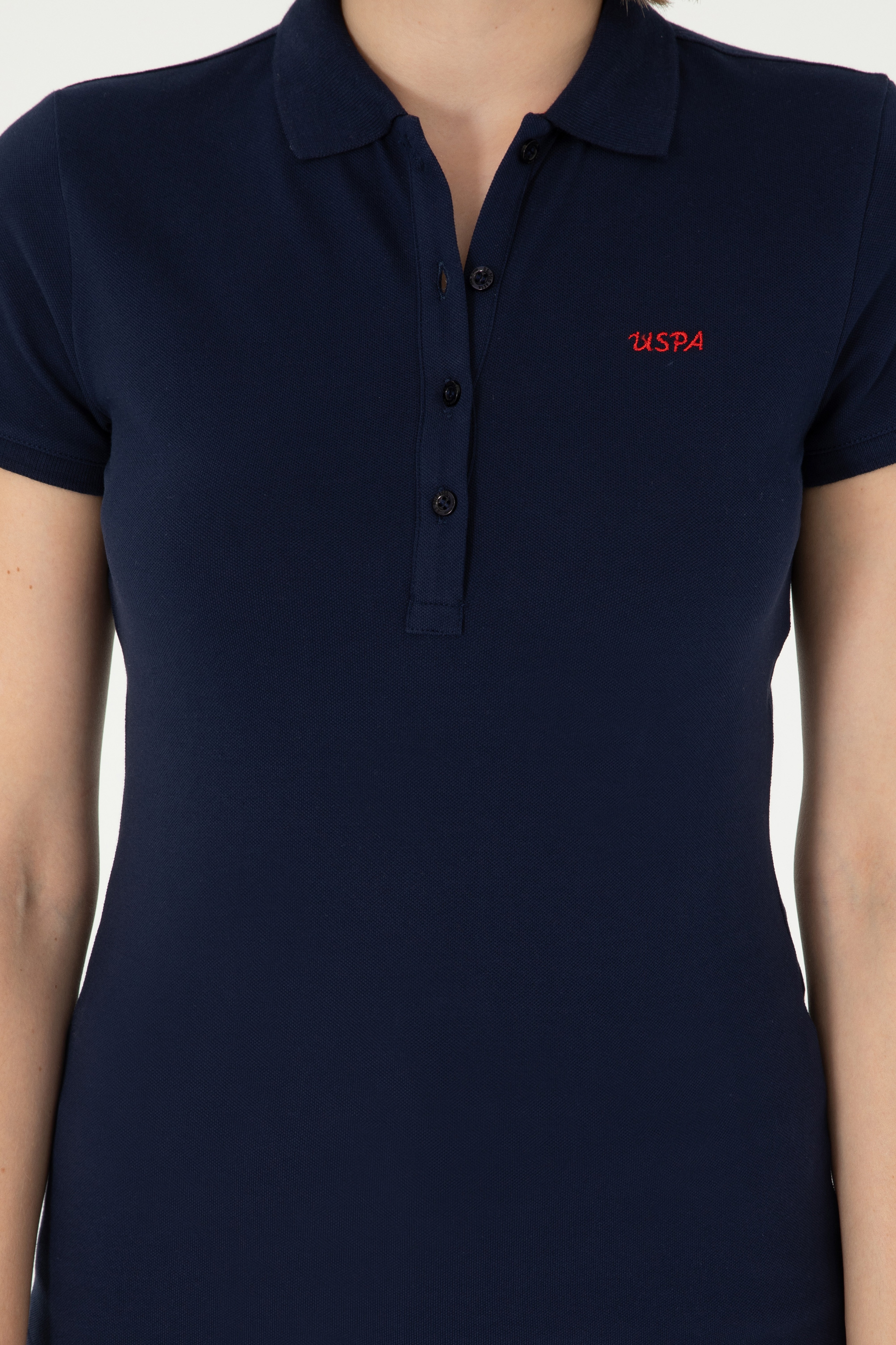 Kadın Lacivert Basic Polo Yaka Tişört - Image 6