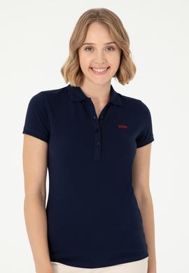 Kadın Lacivert Basic Polo Yaka Tişört - 50285846001