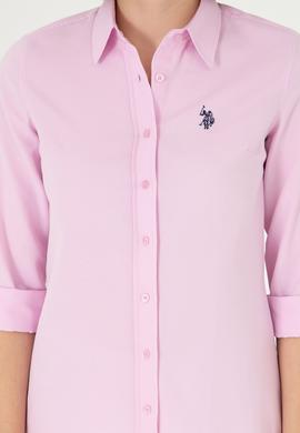 Kadın Pembe Uzun Kollu Basic Gömlek - 50288851090