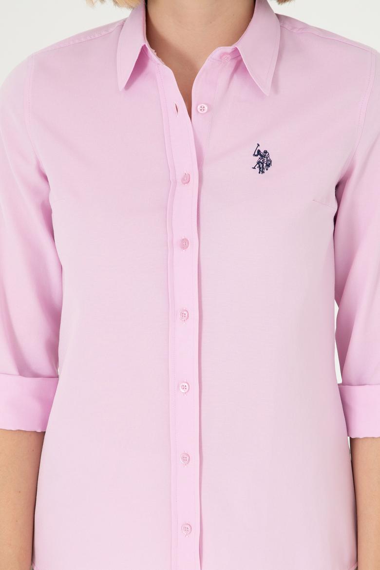 Kadın Pembe Uzun Kollu Basic Gömlek - 50288851090