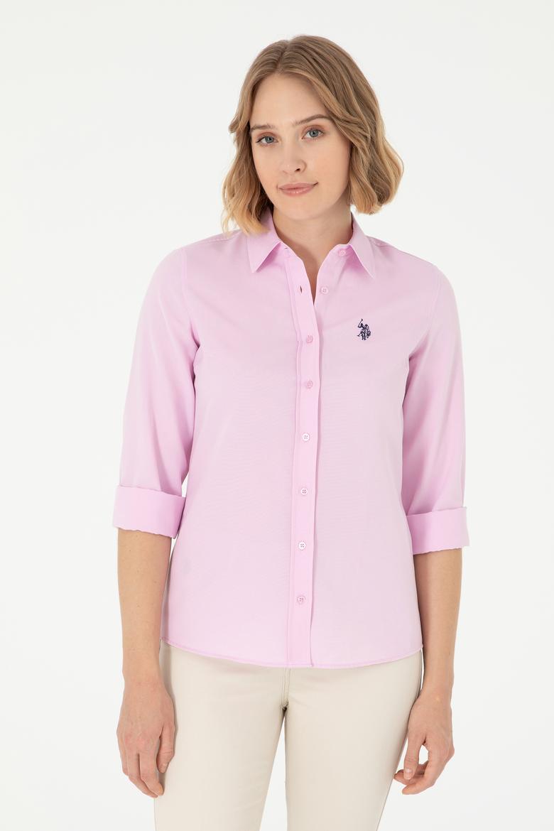 Kadın Pembe Uzun Kollu Basic Gömlek