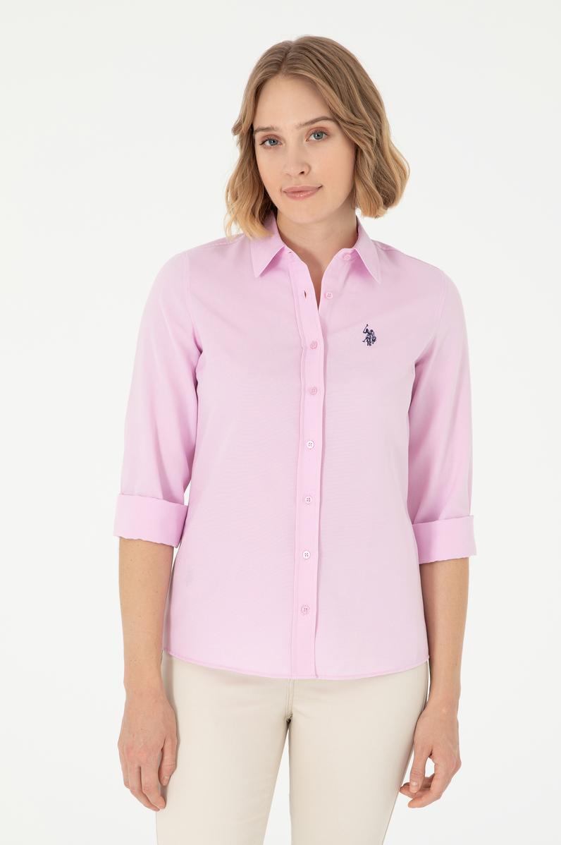 Kadın Pembe Uzun Kollu Basic Gömlek