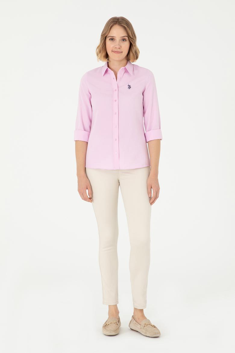 Kadın Pembe Uzun Kollu Basic Gömlek - 50288851090
