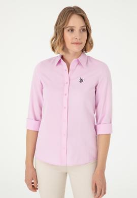 Kadın Pembe Uzun Kollu Basic Gömlek - 50288851090