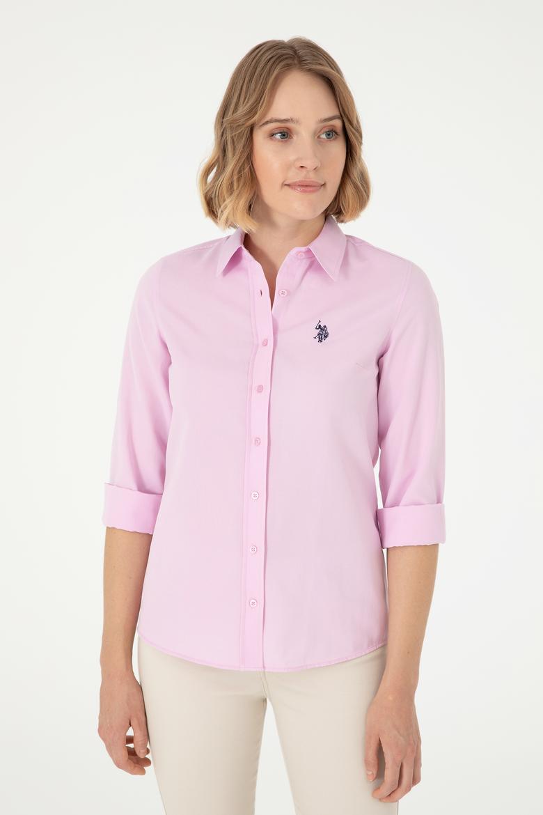 Kadın Pembe Uzun Kollu Basic Gömlek - 50288851090