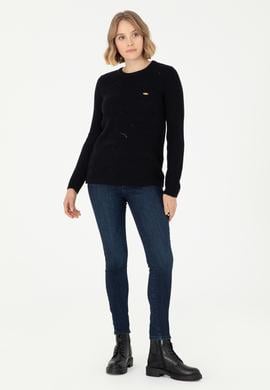 Kadın Lacivert Bisiklet Yaka Kazak - 50293054008