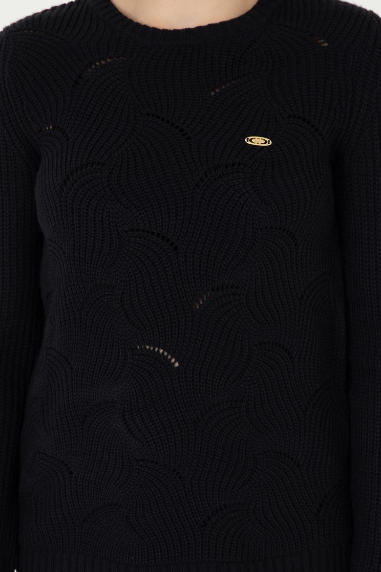 Kadın Lacivert Bisiklet Yaka Kazak - 50293054008