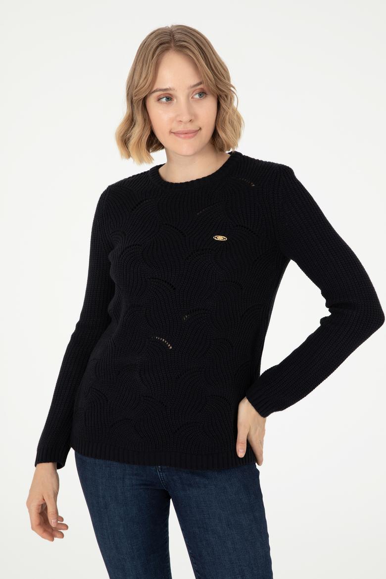 Kadın Lacivert Bisiklet Yaka Kazak - 50293054008