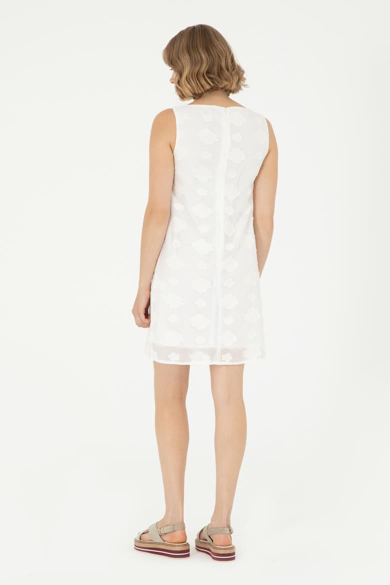 Kadın Ekru Mini Boy Dokuma Elbise - 50280579012