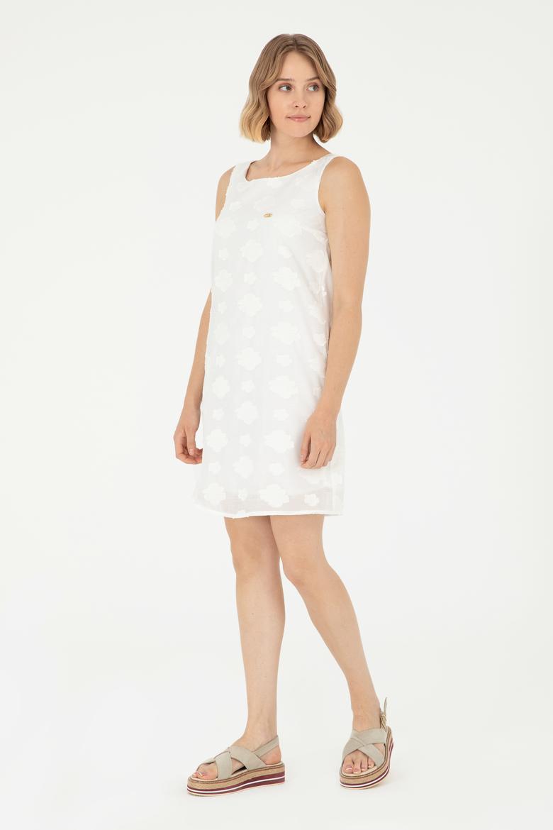 Kadın Ekru Mini Boy Dokuma Elbise - 50280579012