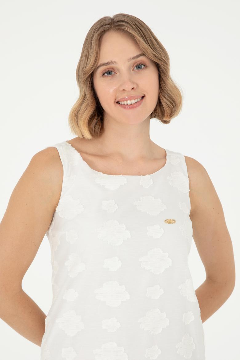 Kadın Ekru Mini Boy Dokuma Elbise - 50280579012