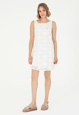 Kadın Ekru Mini Boy Dokuma Elbise - 50280579012