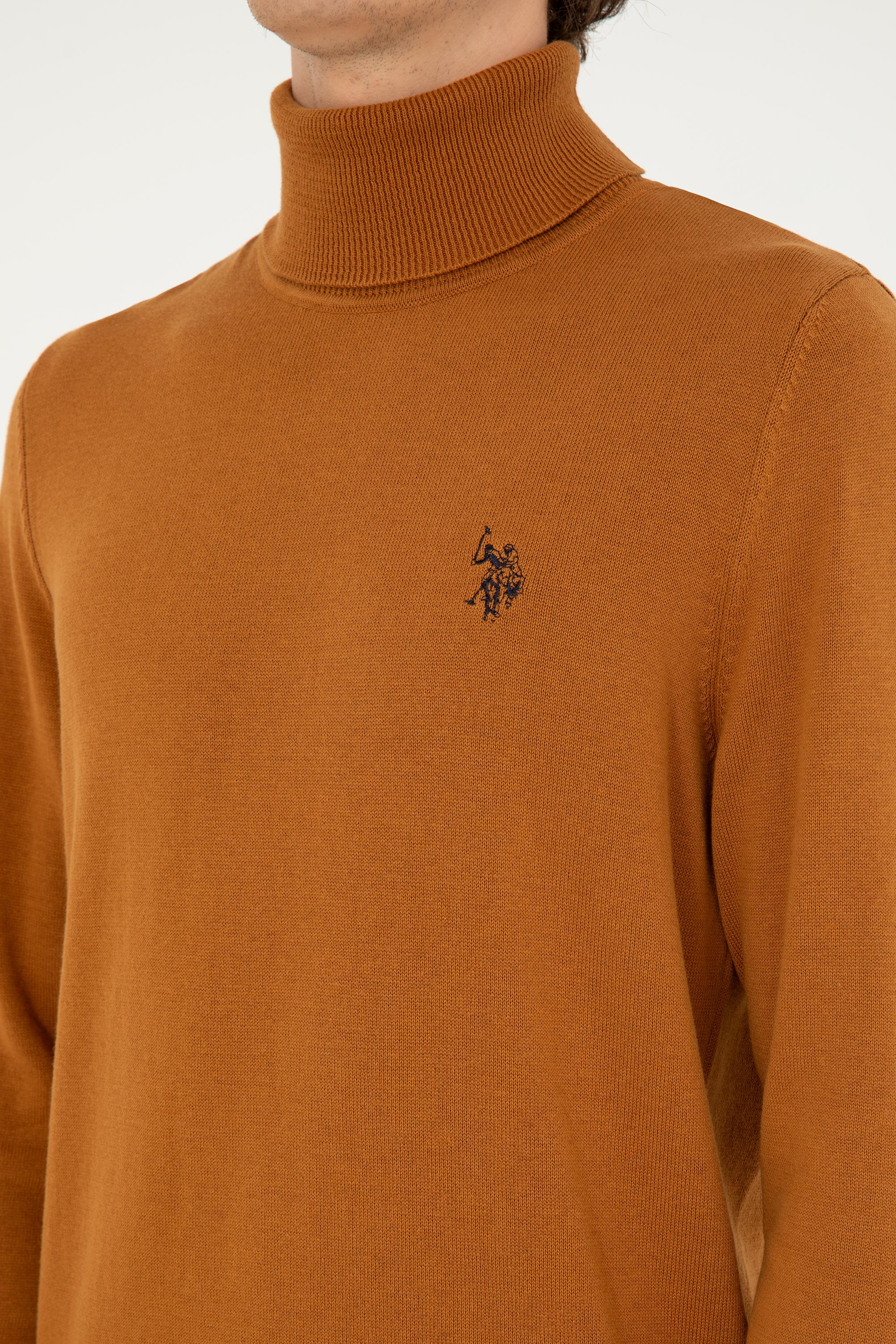 Erkek Slim Fit Boğazlı Yaka Saks Basic Sweatshirt - Image 7
