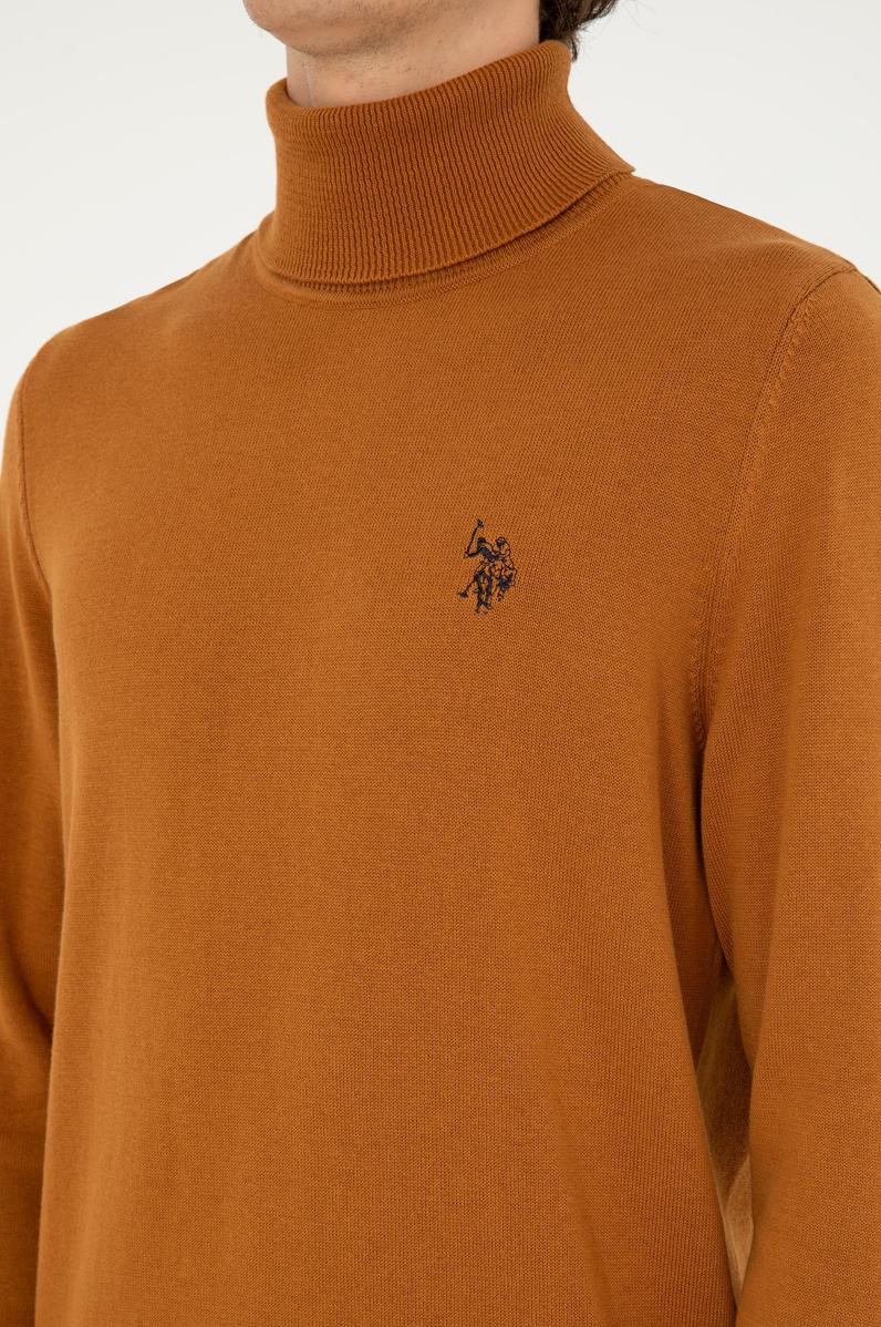 Erkek Slim Fit Boğazlı Yaka Saks Basic Sweatshirt