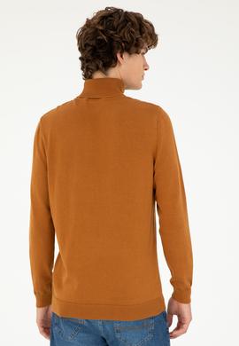 Erkek Slim Fit Boğazlı Yaka Saks Basic Sweatshirt - 50293523064