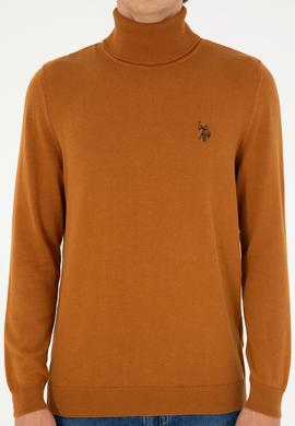 Erkek Slim Fit Boğazlı Yaka Saks Basic Sweatshirt - 50293523064