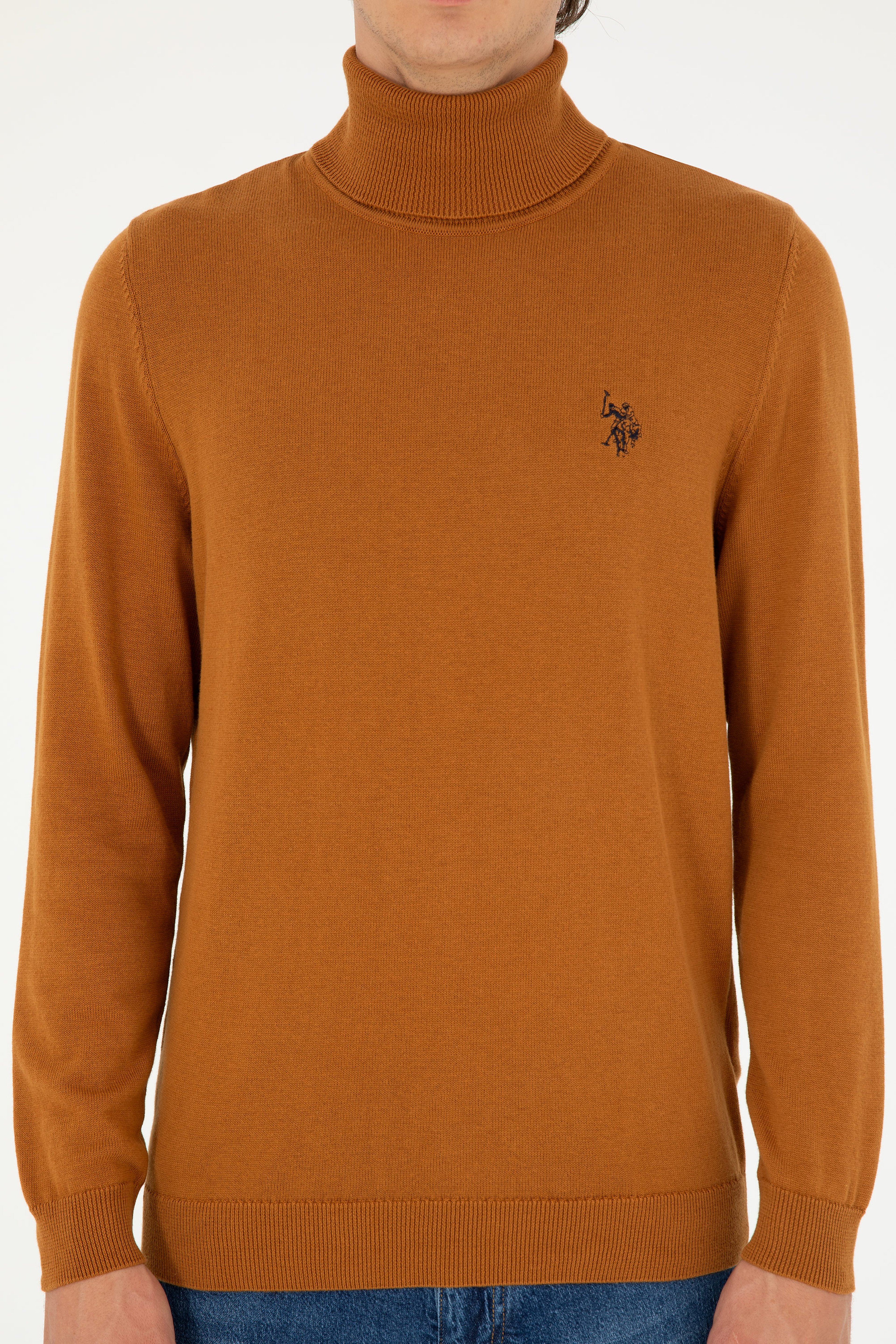 Erkek Slim Fit Boğazlı Yaka Saks Basic Sweatshirt - Image 6
