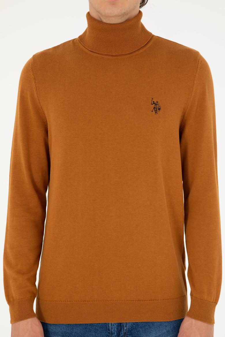 Erkek Slim Fit Boğazlı Yaka Saks Basic Sweatshirt - 50293523064