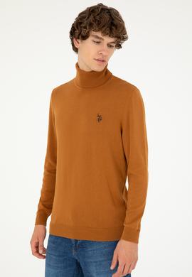 Erkek Slim Fit Boğazlı Yaka Saks Basic Sweatshirt - 50293523064