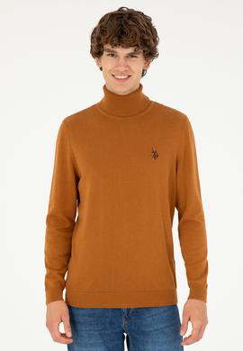 Erkek Slim Fit Boğazlı Yaka Saks Basic Sweatshirt - 50293523064