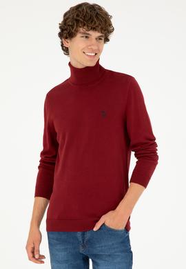 Erkek Slim Fit Boğazlı Yaka Borda Basic Kazak - 50293523037