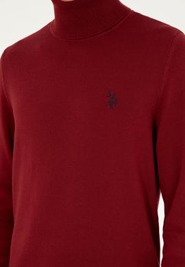 Erkek Slim Fit Boğazlı Yaka Borda Basic Kazak - 50293523037