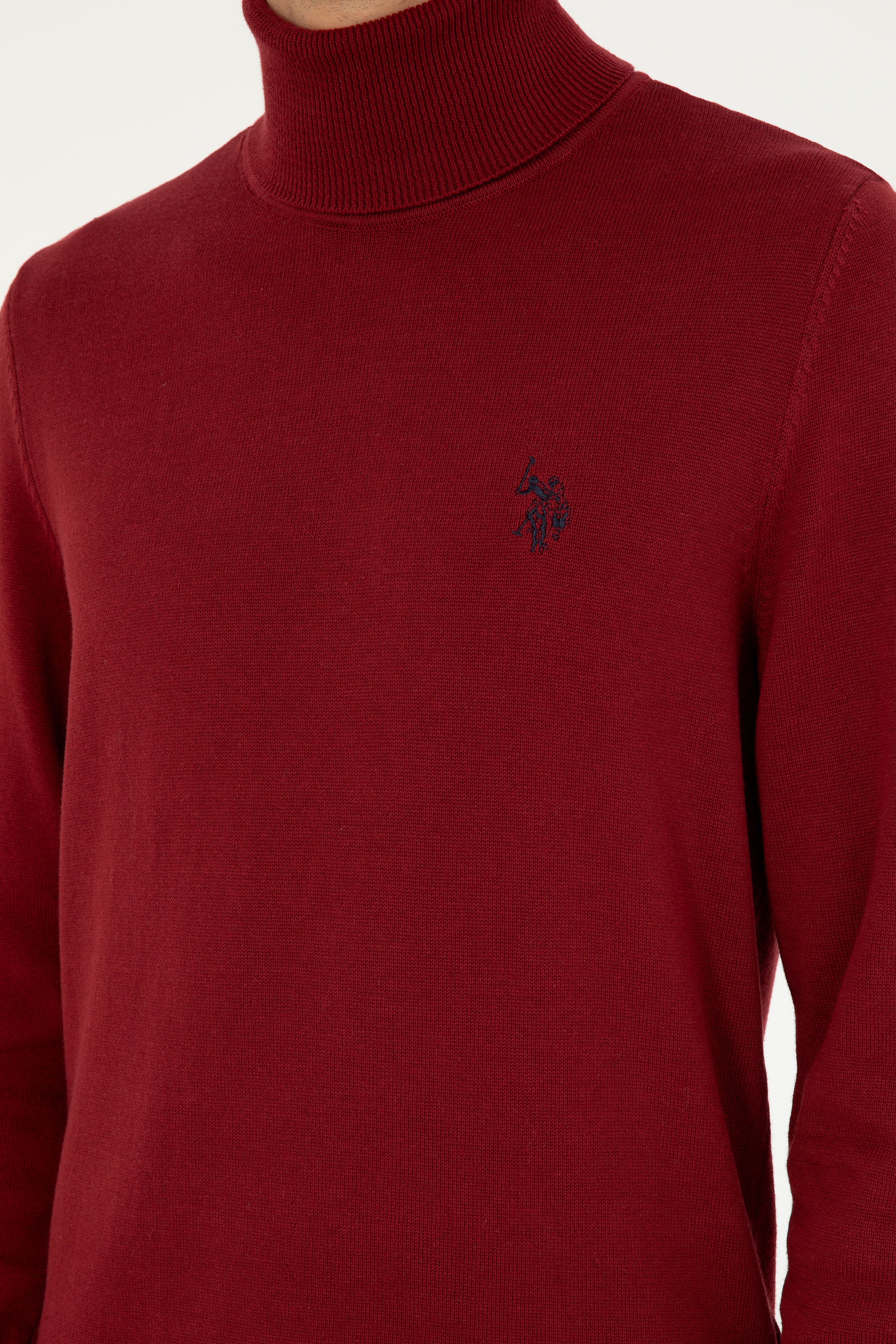 Erkek Slim Fit Boğazlı Yaka Borda Basic Kazak - Image 7