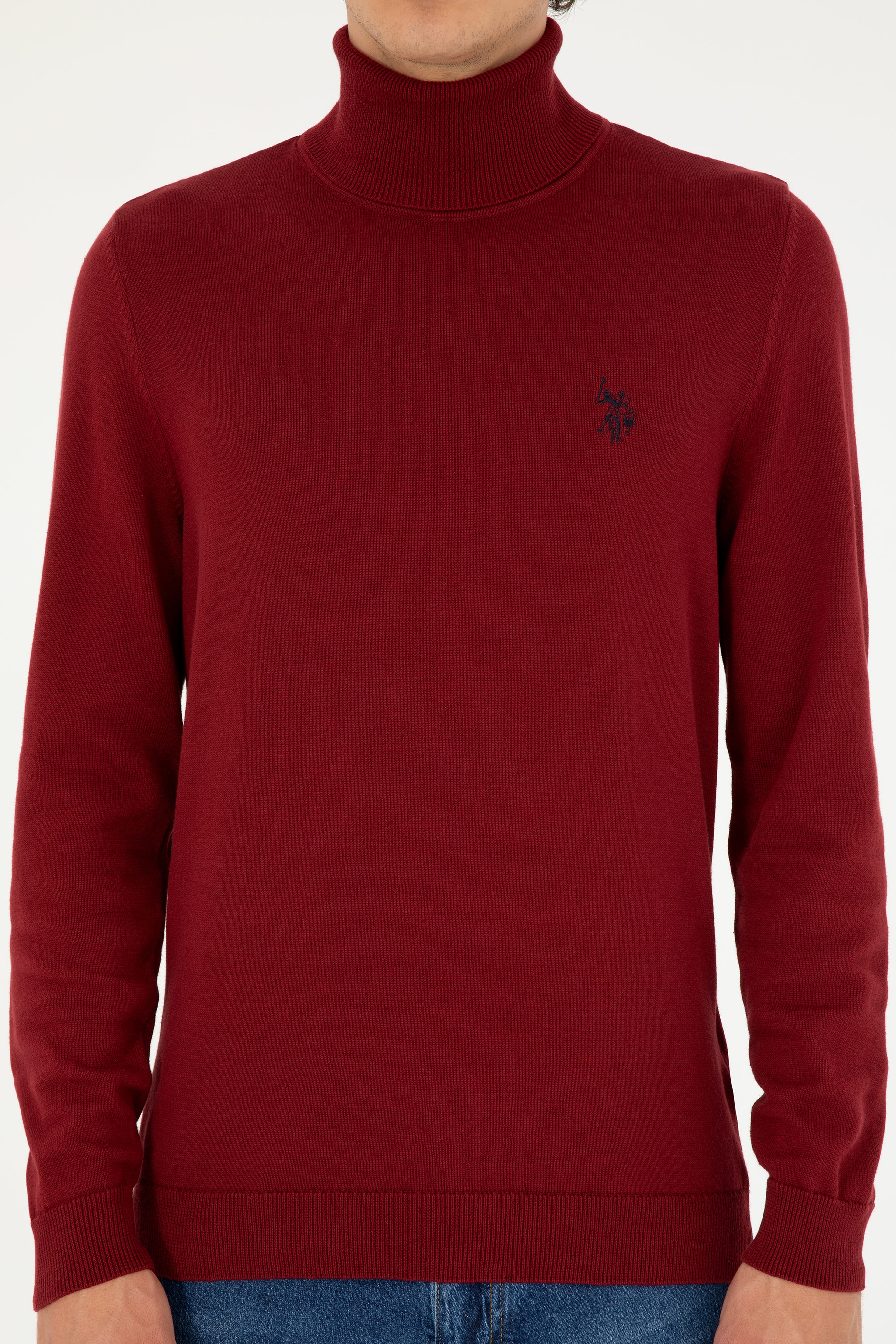 Erkek Slim Fit Boğazlı Yaka Borda Basic Kazak - Image 6