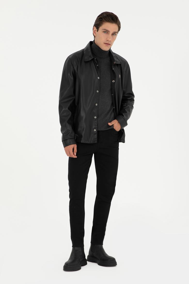 Erkek Siyah Deri Ceket - 50297252005