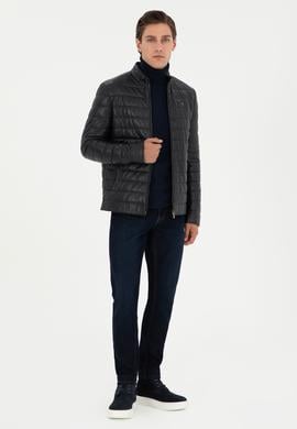 Erkek Lacivert Deri Ceket - 50297160013