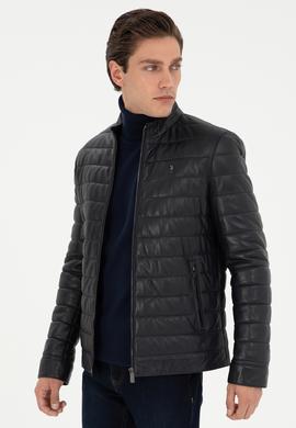 Erkek Lacivert Deri Ceket - 50297160013