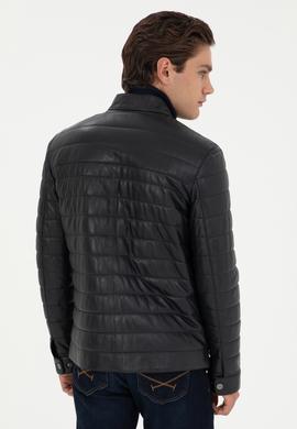 Erkek Lacivert Deri Ceket - 50297160013