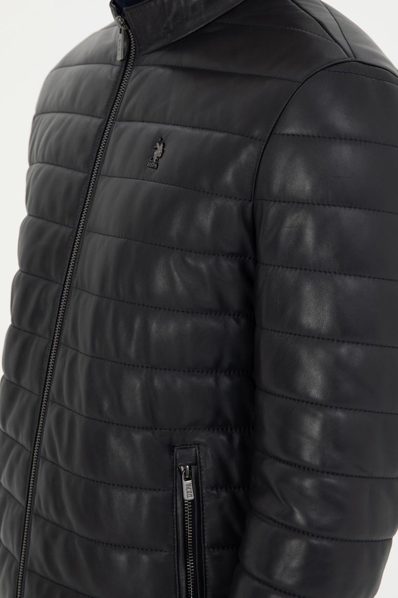 Erkek Lacivert Deri Ceket - 50297160013